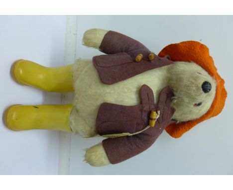 A Gabrielle Designs 1970's Paddington Bear with yellow Dunlop boots, 52cm