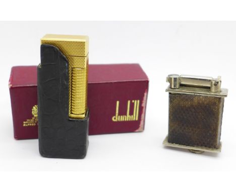 A Dunhill lighter, boxed and a 1940's lighter