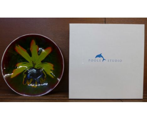 A Poole Pottery Living Glaze studio plate, boxed, 26.5cm