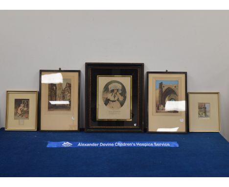 Five assorted prints and etchings, including a portrait of Lucy of Leinster 46cm x 39cm (5) IMPORTANT! REGARDING CONDITION RE