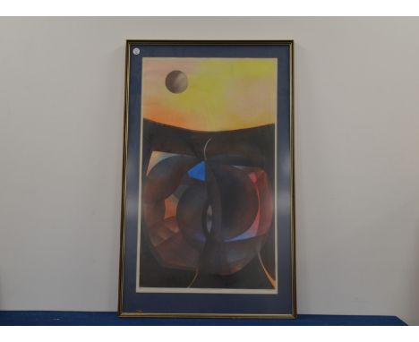 A limited edition framed print, titled 'In the beginning the apple', signed W. Saoll?, 101cm x 63cm IMPORTANT! REGARDING COND