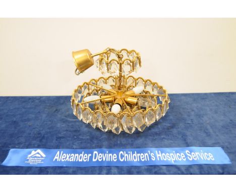 A 1970s gilt and cut glass dropper six step ceiling chandelier, 56cm max drop x 40cm max diameter IMPORTANT! REGARDING CONDIT