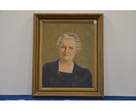 British 20th century, oil on canvas portrait of 'Mrs Thorpe' 62cm x 52cm  IMPORTANT! REGARDING CONDITION REPORTS: Please note