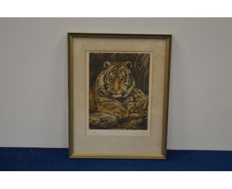 T. J. Greenwood (British, 20th century), a limited edition print of a tiger, no. 58/100, 48cm x 38cm IMPORTANT! REGARDING CON