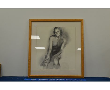 A portrait of a nude lady, by Jo Dixon, framed and glazed 80cm x 75cm IMPORTANT! REGARDING CONDITION REPORTS: Please note thi