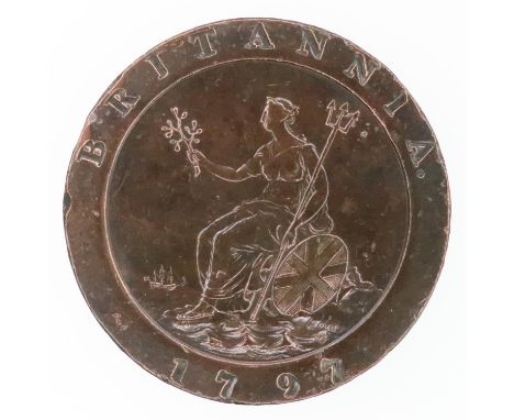 1797 cartwheel twopence of George III - nVF grade. UK P&amp;P Group 0 (£6+VAT for the first lot and £1+VAT for subsequent lot