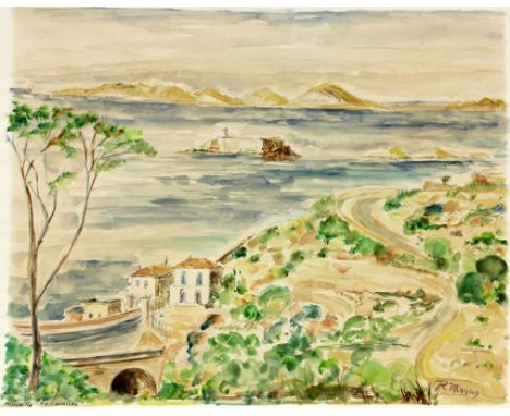 MIGNION, R.Frankreich, 20.Jh. "Marseille - La Corniche". Küstenlandschaft bei Marseille. Aquarell, signiert und bezeichnet. 3