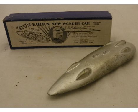 A Britains "The Railton new wonder car" removable silvered body showing engine detail with black hubs and white tyres in blue