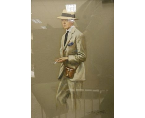 CECIL CUTLER (1886-1934) "Edward Prince of Wales (later Edward VIII) in suit with binoculars and panama, a cigarette in his l