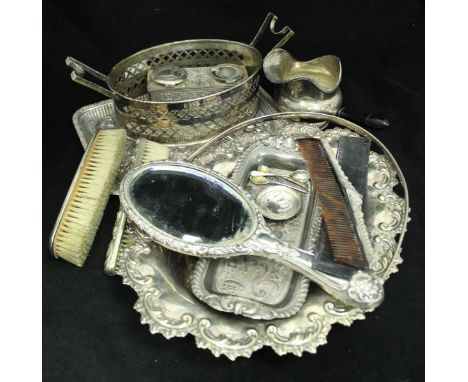 An Edwardian silver and embossed rectangular dressing table tray (by Henry Wigfull for Lee &amp; Wigfull Sheffield 1904) 9.86