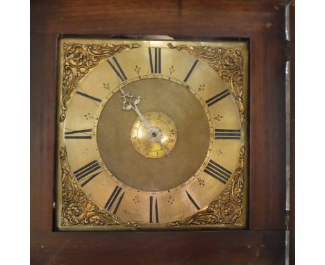 A late 18th Century oak cased long case clock of slim proportions, the 30 hour movement with square brass dial and single han