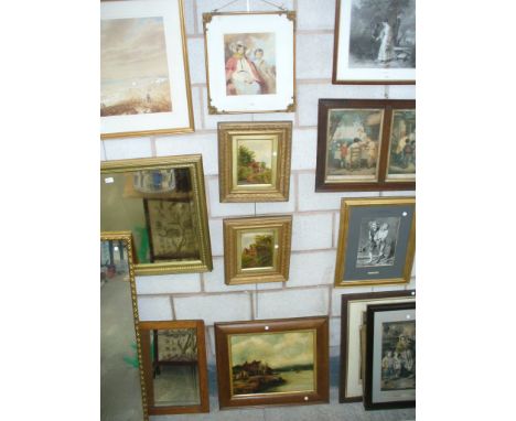 Woodland dwelling , oil on canvas , un signed , a companion  , portrait of a woman  , watercolour and oil on canvas harbour s