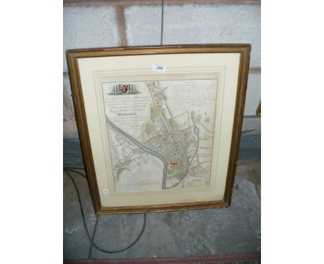 A Framed map " Plan of the city and suburbs of Worcester ".