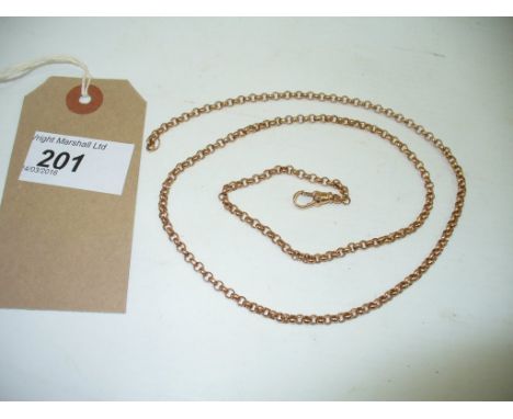 A 9ct rose-gold longuard chain
Rolo-links, weight 15g.