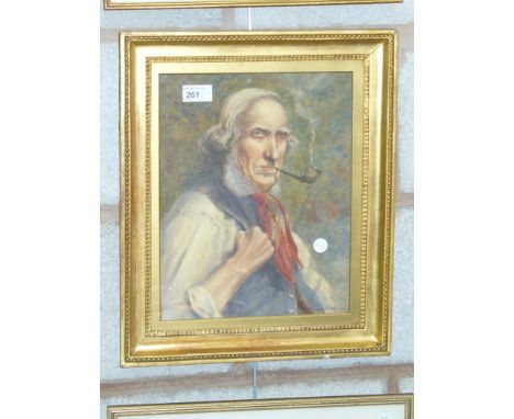 R Franklin Pike , portrait of a gentleman smoking a pipe , watercolour signed and dated 1910.