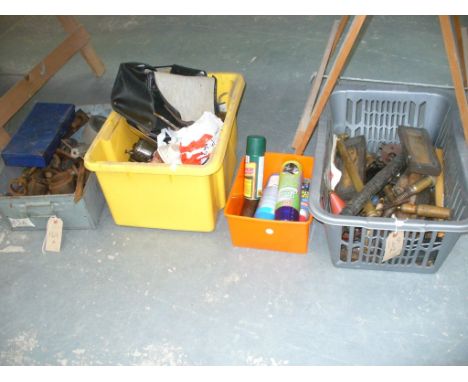 4 Boxes of assorted fittings and tools.