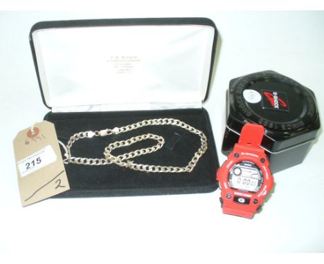 A Gents G shock digital watch ( 2015 ) and a gents silver bracelet. (2)