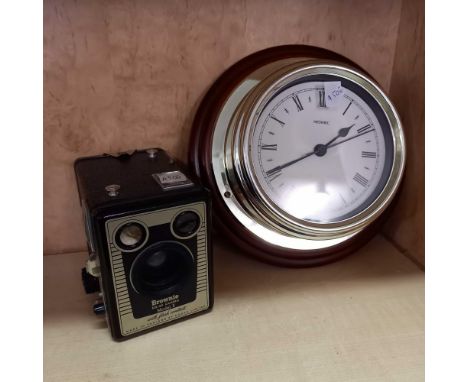 BROWNIE 620 CAMERA MODEL E BY KODAK &amp; WALL MOUNTED CLOCK