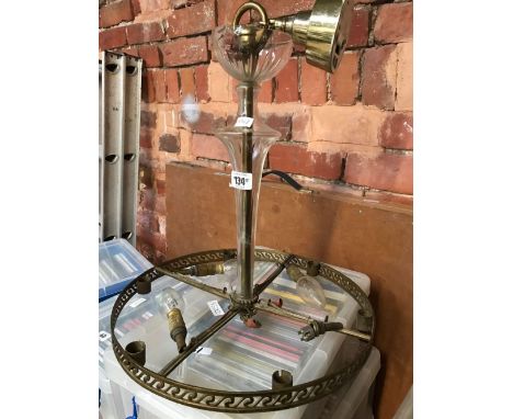 VINTAGE 4 LIGHT BRASS CHANDELIER A/F
