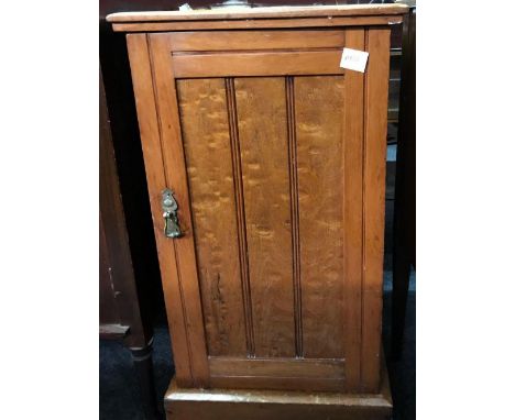 LIGHT WALNUT POT CUPBOARD WITH BRASS HANDLE