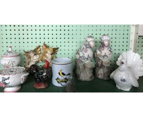 SHELF OF CHERUBS, CHINA DOVE, CHINA PARROTS ETC