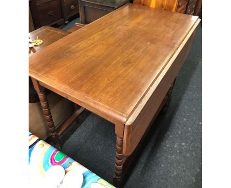 MAHOGANY BOBBIN TURNED GATE LEG DROP FLAP TABLE