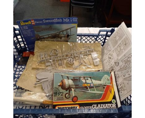 MATCHBOX MODEL KIT, GLOSTER GLADIATOR. 1/72 SCALE REVELL FAIRY SWORDFISH MK1/111, 1/72 SCALE