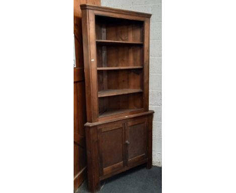 LARGE WOODEN CORNER SHELF UNIT