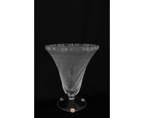 French Lalique Crystal Vase. Marked on bottom of piece. Height: 6 in.