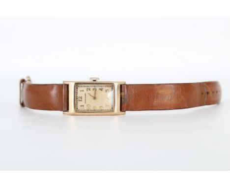 Vintage 10K Gold-Filled Hamilton Watch with  Leather Band.  Face Size: 36 x 20 mm. - All watches are sold for display purpose