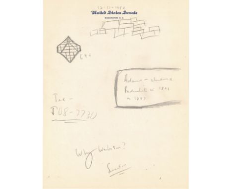 All written by him in pencil, Kennedy places the date 12-17-1954 directly above the printed words United States Senate. This 