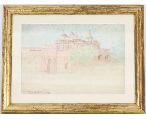 19th Century English Orientalist School, Pencil and Watercolor on Paper, Inscribed "Interior View of the Inner DELMI GATE FOR