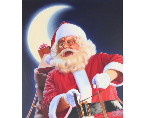 Ed Little (American, B. 1957) "Santa Claus" Signed lower right. Original Oil painting on CanvasBoard. Provenance: Collection 