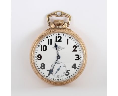 Ball Watch Co. Official Standard Open Faced Pocket Watch Round White Dial with Bold Black Numerals &amp; Striking Blue Hands 