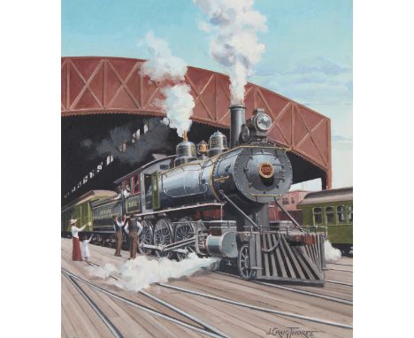 J. Craig Thorpe (American, B. 1948) "Alabama Locomotive" Signed lower right. Original Oil painting on Paper. Provenance: Coll
