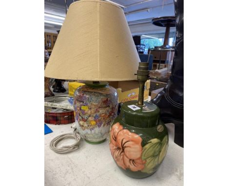 A Moorcroft lamp and another lamp