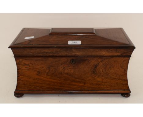A Victorian rosewood tea caddy, of sarcophagus form, 38 cm wide 