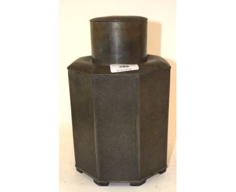 A 19th century Chinese pewter tea caddy, 24.5 cm high