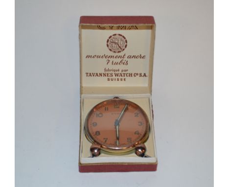 A Cyma alarm clock, boxed, a Borwick cast steel and horn fleam, two Rotary wristwatches and other items 