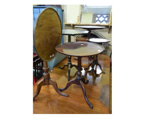 A 19th century mahogany tripod table, 61 cm diameter, and five others (6) 