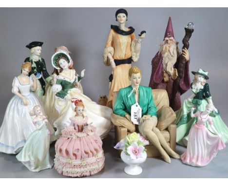 Collection of Royal Worcester, Coalport, Royal Doulton and other figurines to include: 'Paula', 'Holly', Ladies of Fashion 'R