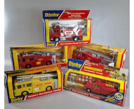 Collection of Dinky diecast toys, all in original boxes to include: 285 Merryweather Marquis Fire Tender, 267 Paramedic Truck