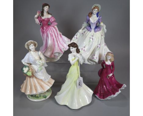 Collection of Royal Doulton and Royal Worcester bone china figurines to include: Figure of the Year 1999 'Lauren', 'Kathryn',
