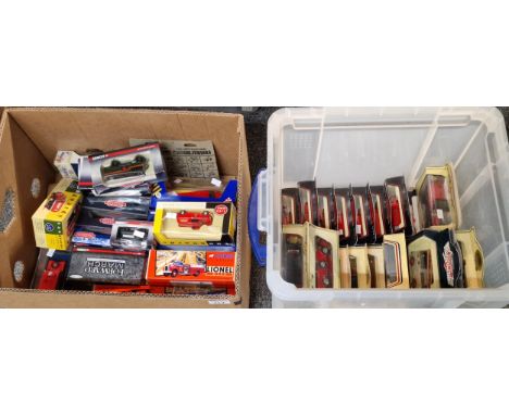Box of Models of Yesteryear, London's Burning etc. promotional vehicles, together with another box of Corgi Fire Engine/Fire 