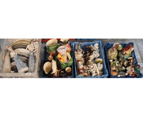 Large collection of ceramics to include: continental and other figurines, Hummel figurines, various plates, Royal Doulton 'Po