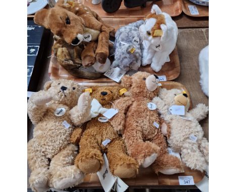 Collection of Steiff teddy bears and animals to include: Elmar, James, Happy, Charly, Rico, Niki the Cat, Pilla the Mouse etc