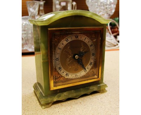 A MID CENTURY ELLIOTT OF ENGLAND ONYX TABLE CLOCK