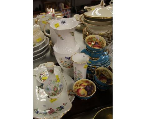 PARCEL OF MIXED TABLEWARE including Aynsley ornamental cups and saucers, Aynsley 'Wild Tudor' items ETC