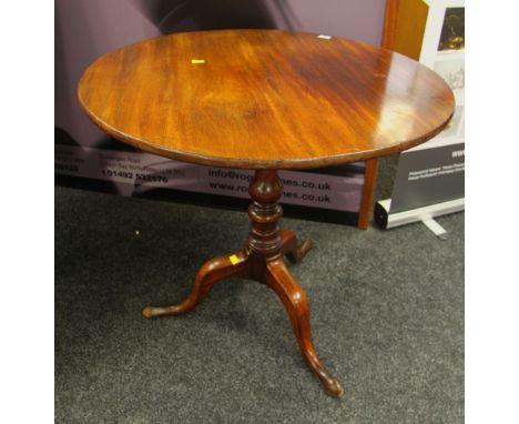 ANTIQUE CIRCULAR TILT TOP TABLE with tripod base 74cms diam