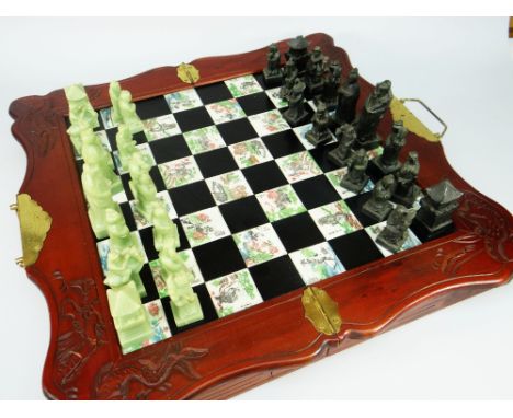 A MID TO LATE 20TH CHESS SET in the Chinese taste